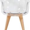 EGGREE Lot de 2 Chaises de Salle à Manger Chaises Transparent Scandinave Fauteuil de Salon avec Jambe de Bois de Hêtre Massif