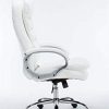 Fauteuil de Bureau Réglable en Hauteur XXL Vancouver Similicuir I Chaise de Bureau à Roulette Rembourrée Confortable avec Accoudoirs I Coul, Couleur:Blanc