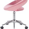 31JHJVQzlCL._AC_.jpg WOLTU BS100rs,1 Chaise de Bureau Tabouret Roulant avec Velours Assise,Tabouret de Travail Fauteuil de Bureau pivotant et réglable,Rose