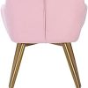 31OSqwnVV3S._AC_.jpg Edaygo Chaise de Salle à Manger Tabouret rembourrée Fauteuil de Salon, avec accoudoirs, Velours, Pieds en métal, Largeur env. 49 cm, Hauteur env. 47 cm, Rose, Pieds Or