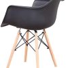 BenyLed Lot de 2 Chaises de Salle à Manger Modernes avec Accoudoir Chaise Latérale avec Pieds en Bois pour Cuisine, Salon, Noir