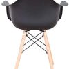 BenyLed Lot de 2 Chaises de Salle à Manger Modernes avec Accoudoir Chaise Latérale avec Pieds en Bois pour Cuisine, Salon, Noir