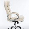 31nw4JfdAOL._AC_.jpg Fauteuil de Bureau Réglable en Hauteur XXL Vancouver Similicuir I Chaise de Bureau à Roulette Rembourrée Confortable avec Accoudoirs I Coul, Couleur:crème