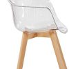 EGGREE Lot de 2 Chaises de Salle à Manger Chaises Transparent Scandinave Fauteuil de Salon avec Jambe de Bois de Hêtre Massif