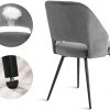 31sT7Gs8h8S._AC_.jpg SONGMICS Lot de 2 Chaises de Salle à Manger, Chaise de Loisirs Moderne en Velours, Chaise de Cuisine rembourrée avec Pieds en métal, pour Salon, Gris LDC81GY