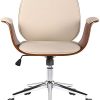 31sygJ3f0ES._AC_.jpg CLP Fauteuil de Bureau Kemberg avec Coque en Bois Et Revêtement Similicuir I Chaise De Bureau Dossier Assise Rembourrés I Piètement Métal, Couleur:Noyer/crème