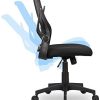 31xObWwyCVL._AC_.jpg Komene Chaise de Bureau Confortable Ergonomique avec Pivotant, Fauteuil D'ordinateur en Maille avec Accoudoirs Rabattables Chaise de Conférence avec Roues Noir