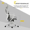 41-Z3KKyT-S._AC_.jpg Chaise de bureau tissu fauteuil bureau massant coussin lombaire intégré hauteur réglable pivotante 360° gris