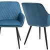 4124k8i4p5L._AC_.jpg Sigtua Lot de 2 Chaises De Salle à Manger, Chaise De Salle à Manger Rembourrée en Velours avec Accoudoir Et Dossier (Blu, Velours)