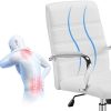 412BQUE5WVL._AC_.jpg Yaheetech Chaise de Bureau Ergonomique Fauteuil de Bureau Cuir PU avec Siège Dossier Rembourré Hauteur Réglable Inclinable Pivotantes Blanche