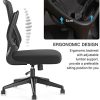 413UuDLY78L._AC_.jpg Hbada Chaise de Bureau avec Accoudoirs Pliables et Support Lombaire, pour Étude ou Travail, Fauteuil d'Ordinateur Ergonomique, Siège Pivotant en Maille Respirante, Hauteur Réglable, Noir