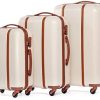 FERGÉ Lot de 3 valises rigides à 4 roulettes doublées Milano Ensemble de Bagages, Ultra léger, empilables mallete Trolley Voyage Beige