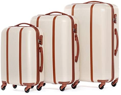 FERGÉ Lot de 3 valises rigides à 4 roulettes doublées Milano Ensemble de Bagages empilables mallete Trolley Voyage Noir Ultra léger