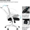 415mGWEXBDL._AC_.jpg Hbada Chaise de Bureau avec Accoudoirs Pliables, Fauteuil Ergonomique en Maille Respirante, Siège avec Dossier Inclinable, Pivotant à 360 °,Hauteur Réglable, Blanc
