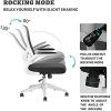 415msKGOuL._AC_.jpg Hbada Chaise de Bureau avec Accoudoirs Pliables et Support Lombaire, pour Étude ou Travail, Fauteuil d'Ordinateur Ergonomique, Siège Pivotant en Maille Respirante, Hauteur Réglable, Blanc