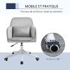 Chaise de bureau velours fauteuil bureau massant coussin lombaire intégré hauteur réglable pivotante 360° gris clair