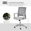 418AZrJNFZS._AC_.jpg Chaise de bureau ergonomique hauteur réglable pivotante 360° revêtement maille gris