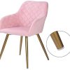 419ZrPMGk3S._AC_.jpg Edaygo Chaise de Salle à Manger Tabouret rembourrée Fauteuil de Salon, avec accoudoirs, Velours, Pieds en métal, Largeur env. 49 cm, Hauteur env. 47 cm, Rose, Pieds Or