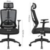41A1SBKX-WL._AC_.jpg SONGMICS Fauteuil de Bureau Ergonomique avec mÉcanisme basculant, Chaise de Bureau en Maille, Respirant, Appui-tÊte et Accoudoirs RÉglables, Support Lombaire, Confortable et Fiable, Noir OBN53BK