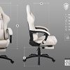 41AdIB4DwjS._AC_.jpg Dowinx Chaise Gaming Ergonomique Fauteuil de Bureau et PC avec Support Lombaire de Massage, Modèle Vantage Siège de Travail en Cuir PU Haut Dossier pivotant réglable avec Repose Pied (Blanc)