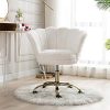 41G1rLOl2iL._AC_.jpg Wahson Chaise de bureau pivotante en fausse fourrure Fauteuil de Bureau réglable en hauteur Chaise pour chambre à coucher/coiffeuse (Blanc, Fourrure)