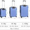41JgOnCA4PL._AC_.jpg Todeco - Set de Valises, Bagages pour Voyage - Matériau: Plastique ABS - Roues: 4 Roues à Rotation 360° - Coins protégés, 51 61 71 cm, Bleu Ciel, ABS
