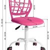 LeMonde Carnation - Siege Chaise de Bureau Enfant en Tissu Dactylo en Tissu Ajustable avec roulettes Rose