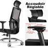 HomeGoGo Chaises de Bureau, Siège d'Ordinateur Ergonomique en Maille pour Maison, Fauteuil Exécutif Réglable Pivotant avec Appui-tête Accoudoir pour Hommes et Femmes, Capacité Charge de 150kg, LJ-301A