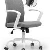 41OemH1XvVL._AC_.jpg Hbada Chaise de Bureau à roulettes, Fauteuil Pivotant de Conception Ergonomique, Siège en Tissu Respirant pour Maison et Bureau, Hauteur Réglable, Blanc