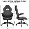 41PCoITmVbS._AC_.jpg BASETBL Chaise de Bureau, Fauteuil Bureau Pivotante Ergonomique, Chaise Gaming en Cuir PU avec Accoudoir Rabattable, Hauteur Réglable (Noir)