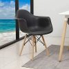 BenyLed Lot de 2 Chaises de Salle à Manger Modernes avec Accoudoir Chaise Latérale avec Pieds en Bois pour Cuisine, Salon, Noir