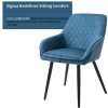 41Qu8jqGbfL._AC_.jpg Sigtua Lot de 2 Chaises De Salle à Manger, Chaise De Salle à Manger Rembourrée en Velours avec Accoudoir Et Dossier (Blu, Velours)