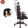 41RpfHx89QL._AC_.jpg VADIM Chaise de Bureau Gaming Rouge et Blanche, Chaise Fauteuil de Bureau Racing Sport Ergonomique, Siège Gamer Dossier inclinable à 155°, Hauteur Réglable, PU pour PC Joueur