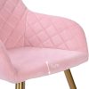 41TAG6bCaeS._AC_.jpg Edaygo Chaise de Salle à Manger Tabouret rembourrée Fauteuil de Salon, avec accoudoirs, Velours, Pieds en métal, Largeur env. 49 cm, Hauteur env. 47 cm, Rose, Pieds Or