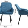 41TXRND9fgL._AC_.jpg Sigtua Lot de 2 Chaises De Salle à Manger, Chaise De Salle à Manger Rembourrée en Velours avec Accoudoir Et Dossier (Blu, Velours)