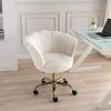 41Tf3E02oVL._AC_.jpg Wahson Chaise de bureau pivotante en fausse fourrure Fauteuil de Bureau réglable en hauteur Chaise pour chambre à coucher/coiffeuse (Blanc, Fourrure)