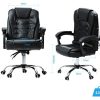 41V-a-v0fQL._AC_.jpg VONLUCE Chaise de Bureau avec Massage, Fauteuil de Bureau Pivotante, Chaise en Cuir PU avec Fonction Massage Réglable en Hauteur (sans Repose-Pieds)