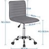 Yaheetech Chaise de Bureau sans Accoudoir à Dossier Bas Fauteuil de Bureau Travail à roulettes Assise Réglable Chaise d'Ordinateur 120 kg Chaise pour Chambre Gris