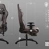 41ZGWlkXKvS._AC_.jpg Dowinx Chaise Gaming Ergonomique Style de Course avec Support et Coussin de Massage Lombaire Fauteuil de Bureau pour Ordinateur en Cuir Polyuréthane avec Repose-Pieds Rétractable Marron