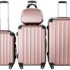 41ZmsULu5L._AC_.jpg tectake 800763 Lot de 4 Valises de Voyage en ABS, Empilables, Poignée Télescopique, avec Valises à roulettes et Trousse de Toilette - diverses Couleurs au Choix - (Or Rose | no. 403409)