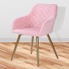 41aJR7ujUuS._AC_.jpg Edaygo Chaise de Salle à Manger Tabouret rembourrée Fauteuil de Salon, avec accoudoirs, Velours, Pieds en métal, Largeur env. 49 cm, Hauteur env. 47 cm, Rose, Pieds Or