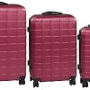 TecTake Set de 3 valises de Voyage de ABS | avec Serrure à Combinaison intégrée | poignée télescopique | roulettes 360° - diverses Couleurs au Choix (Bordeaux| no. 402670)