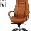41dICw2GfRL._AC_.jpg FineBuy Design Chaise de Bureau Caramel Fauteuil de Direction Pivotant avec Accoudoirs | Chaise Tournante Ergonomique Appui-tête | Cuir Véritable - Réglable en Hauteur - Capacité de Charge 120 kg