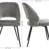 41gFY1X5UJS._AC_.jpg SONGMICS Lot de 2 Chaises de Salle à Manger, Chaise de Loisirs Moderne en Velours, Chaise de Cuisine rembourrée avec Pieds en métal, pour Salon, Gris LDC81GY