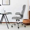 41l2y4V3fbL._AC_.jpg YAMASORO Chaise de Bureau avec accoudoirs rabattables pour la Maison, chaises d'ordinateur avec Rembourrage épais pour Plus de Confort et de Design Ergonomique pour Le Soutien Lombaire, Gris