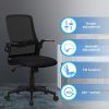 41lkUq6yBEL._AC_.jpg Komene Chaise de Bureau Confortable Ergonomique avec Pivotant, Fauteuil D'ordinateur en Maille avec Accoudoirs Rabattables Chaise de Conférence avec Roues Noir