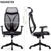 IntimaTe WM Heart Chaise de Bureau en Maille, Siege de Bureau Ergonomique, Fauteuil de Bureau Inclinable, Dossier Haut avec Appui tête et Soutien Lombaire, Accoudoirs Réglable, Noir