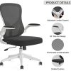 41oyDK5jf6L._AC_.jpg Hbada Chaise de Bureau avec Accoudoirs Pliables et Support Lombaire, pour Étude ou Travail, Fauteuil d'Ordinateur Ergonomique, Siège Pivotant en Maille Respirante, Hauteur Réglable, Blanc