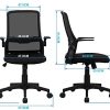 41r4zNrPZNL._AC_.jpg Komene Chaise de Bureau Confortable Ergonomique avec Pivotant, Fauteuil D'ordinateur en Maille avec Accoudoirs Rabattables Chaise de Conférence avec Roues Noir