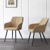 41rfCwlfSlL._AC_.jpg OFCASA Lot de 2 Chaises de Salle à Manger avec Accoudoirs Chaise de Cuisine Rembourrée en Faux Cuir Pieds en Métal pour Le Salon Beige